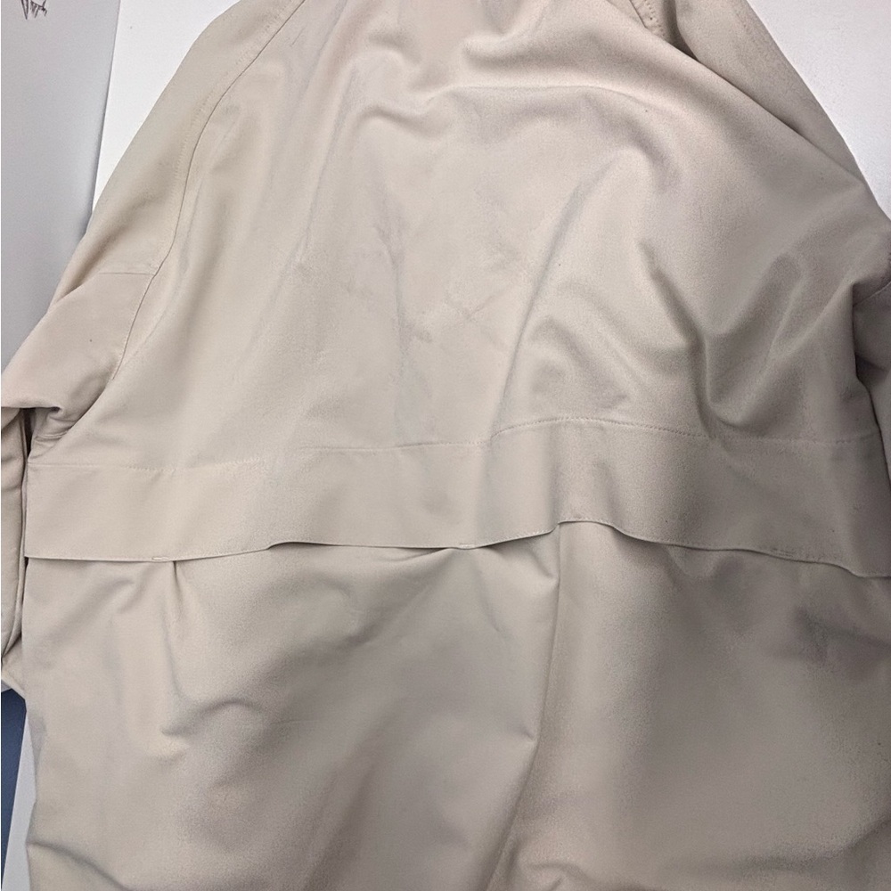 Vintage Callaway Men's Light Beige Golf High Collar Windbreaker hidden hood - Picture 7 of 10